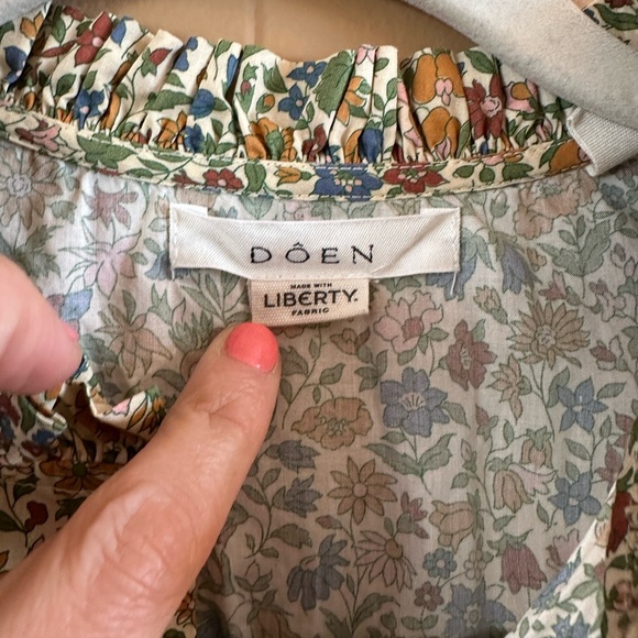 Doen Swan Top Liberty Fabric (Floral Print) Women's Button Down Top - Picture 3 of 4